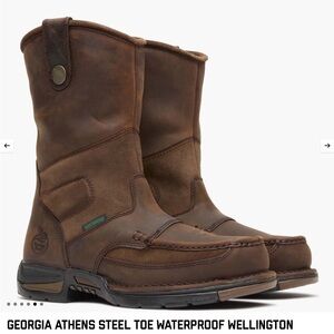 Athens Steel Toe Waterproof Wellington Boots - Brown ATSM Certified 12W